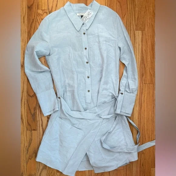 HALSTON HERITAGE Blue Shirt Dress Size 8 - Picture 7 of 10